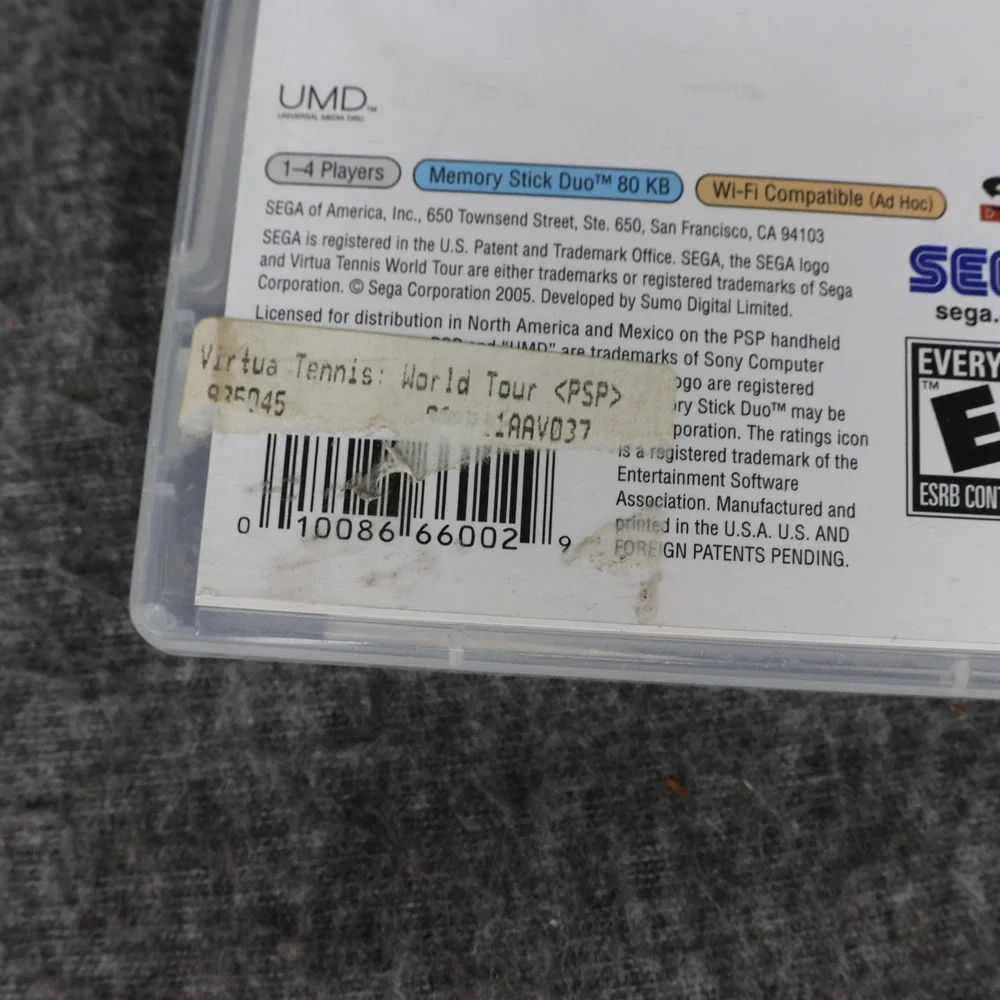 Virtua Tennis: World Tour Sony PSP Game SEGA E NTSC-U/C 2005 CIB Tennis Sports